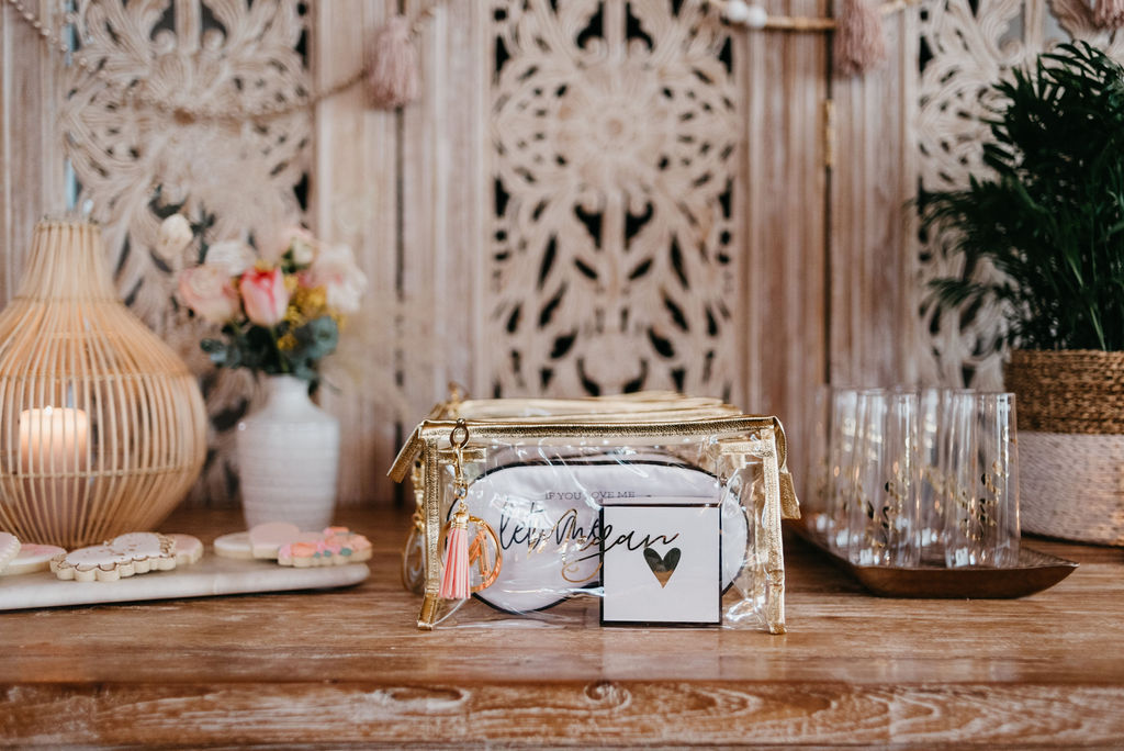 Makeup Bags for packaging bridesmaid gifts at the winter bachelorette party