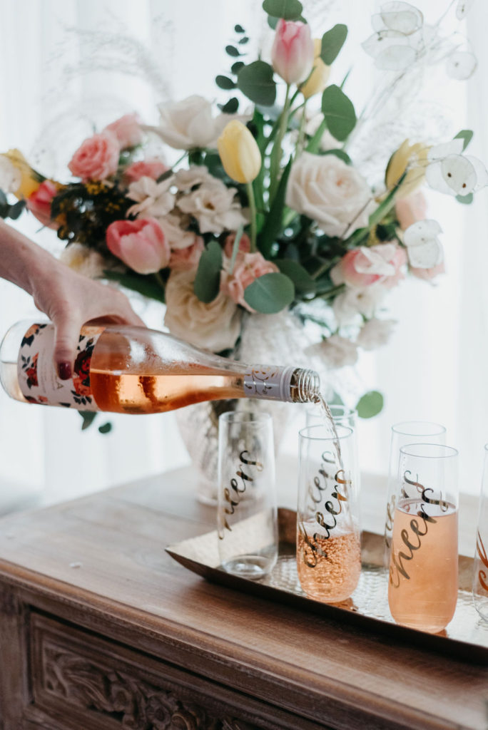 Cheers Flutes for the Winter Bachelorette Party Decor
