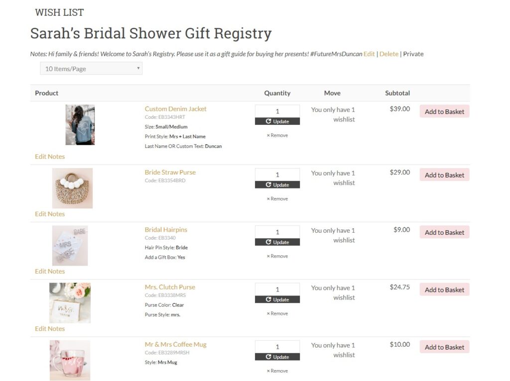 Bridal Registry: Bridal Engagement Registry Wedding Registry