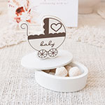 Baby Carriage Place Card Favor Boxes with Designer Place Cards (set of 12)