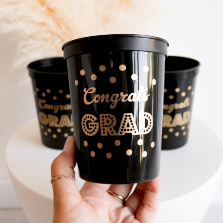 Gold & Black Graduation Party Cups (set of 25)