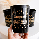 Gold & Black Graduation Party Cups (set of 25)