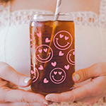Heart Eyes Iced Coffee Glass