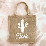 Desert Cactus Burlap Tote