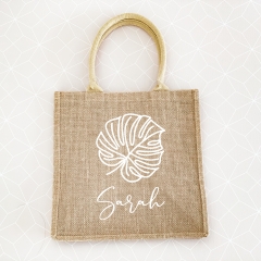 Palm Leaf Burlap Tote