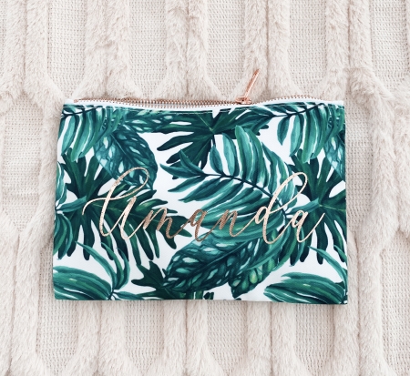 Palm leaf makeup bag deals