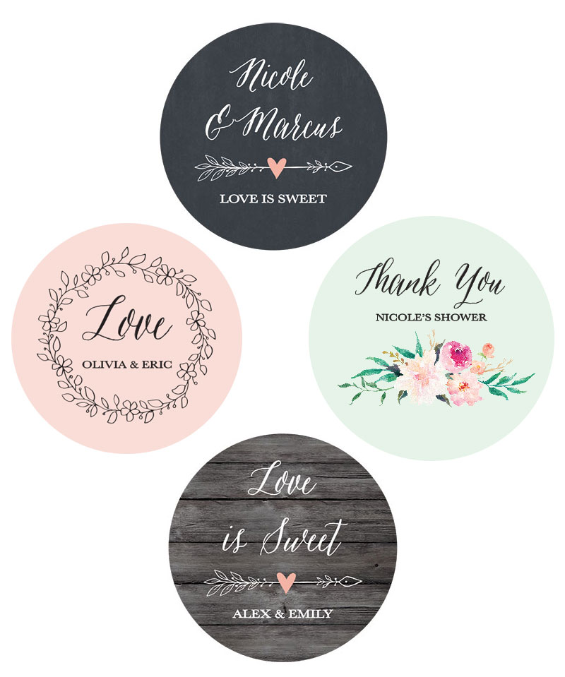 Geometric Floral Frame Labels 100/% Organic Cotton Personalized Wedding Labels