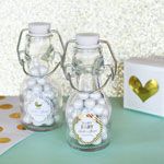 Personalized Metallic Foil Mini Glass Bottles - Baby