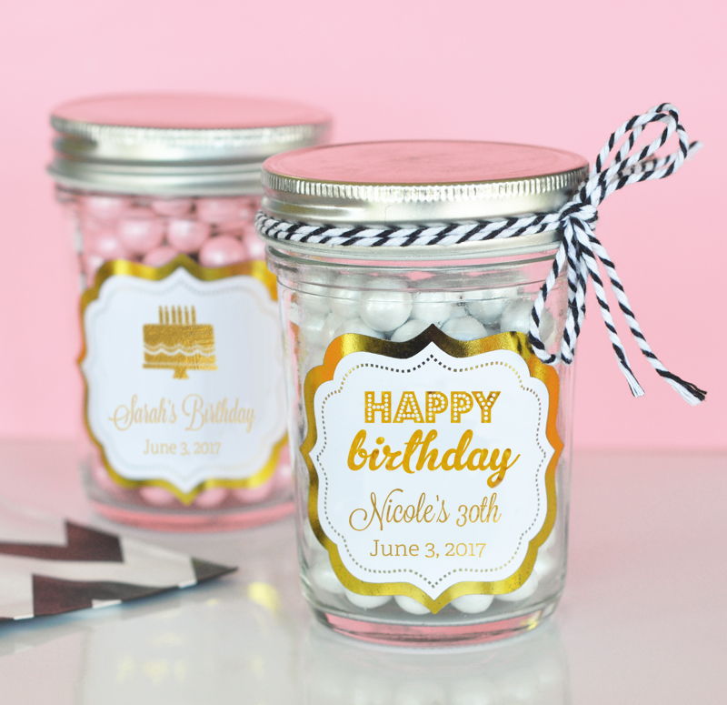 Personalized Metallic Foil Mini Cookie Jars - Baby