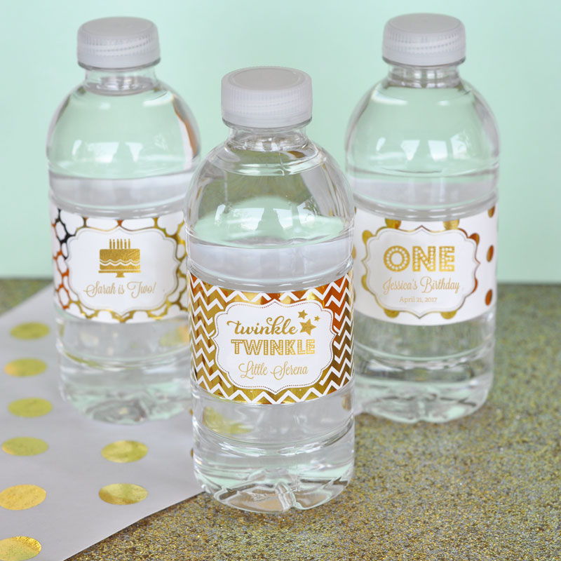 Personalized birthday party water bottle labels