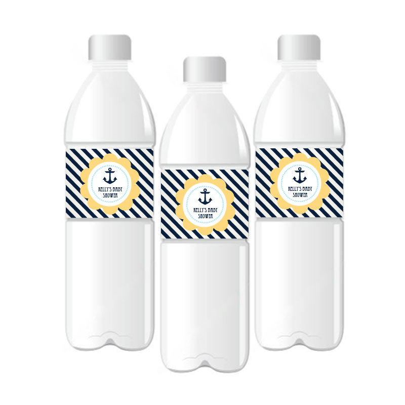 Nautical Baby Shower Personalized Water Bottle Labels