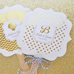 Personalized Metallic Foil Paddle Fans - Wedding