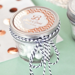 Personalized Metallic Foil Small 4 oz Mason Jars - Wedding