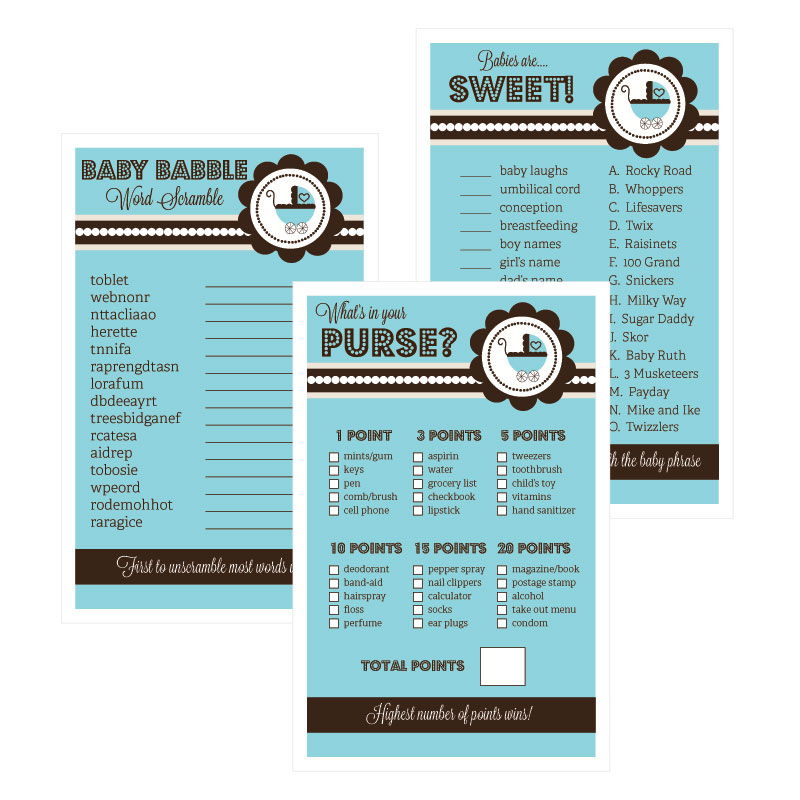 Baby Shower Games Set Of 10 Blue Baby Shower Baby Shower Games Set Of 10 Blue Baby Shower
