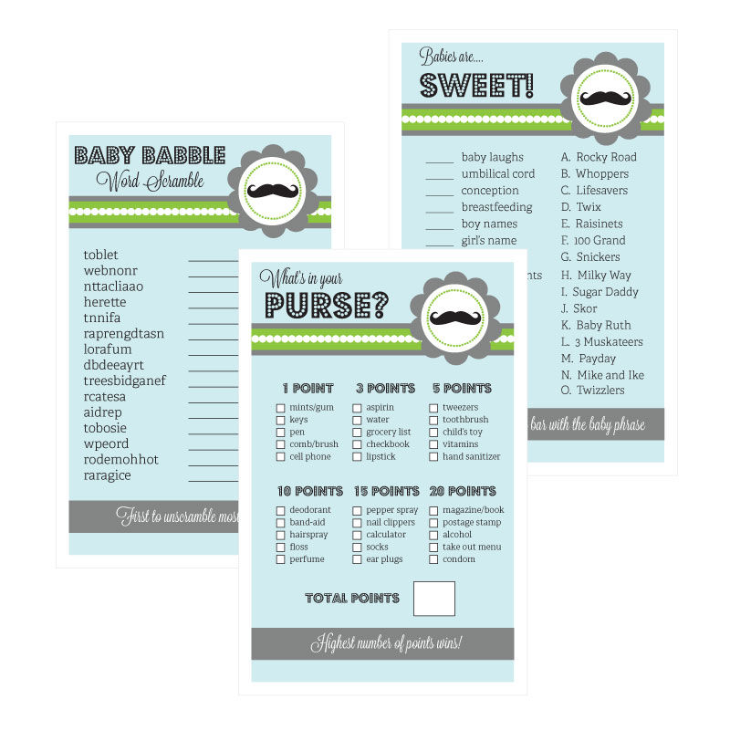 Baby Shower Games Set Of 10 Little Man