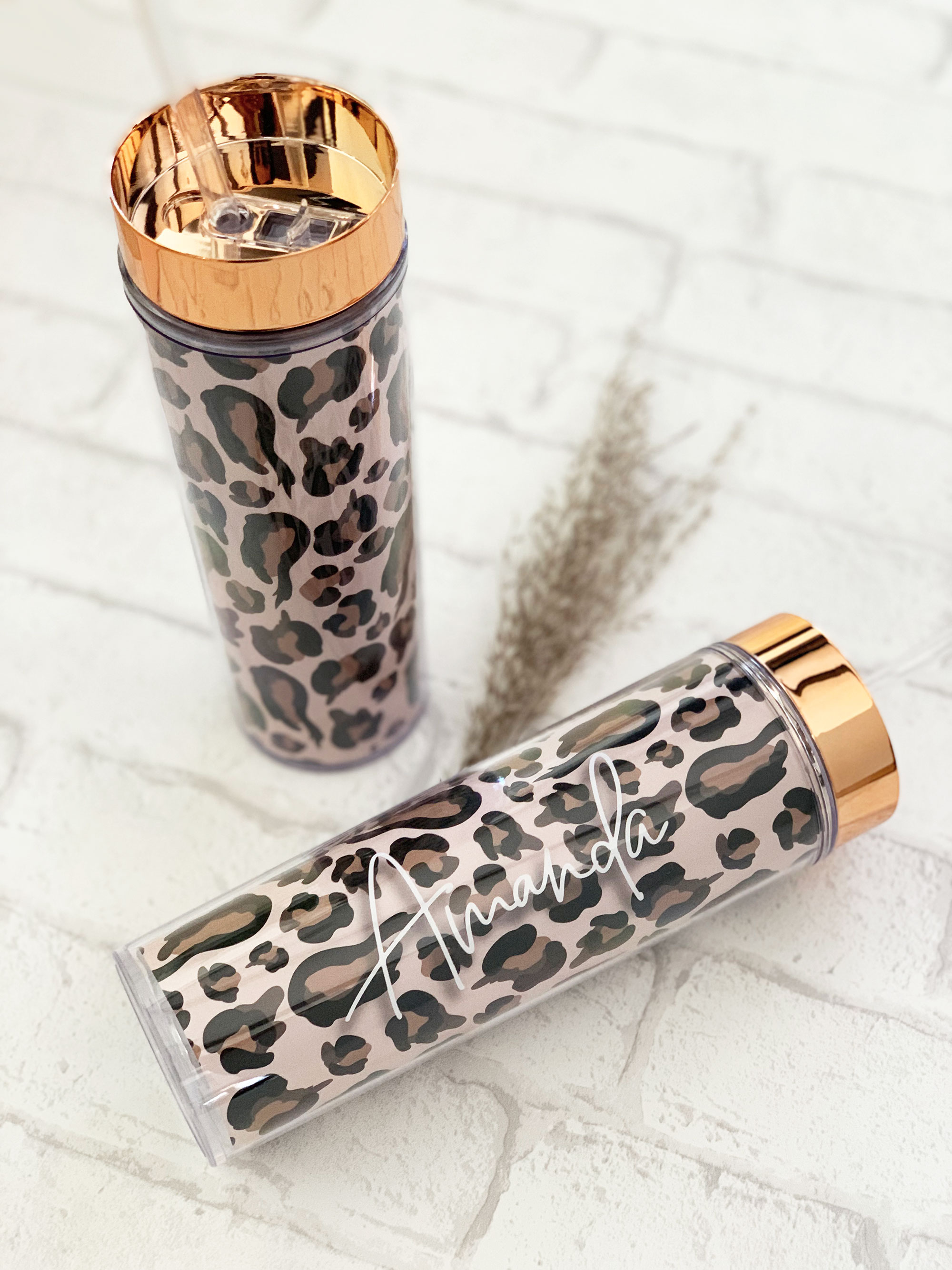 Event Blossom Personalized Leopard Print Tall Tumbler
