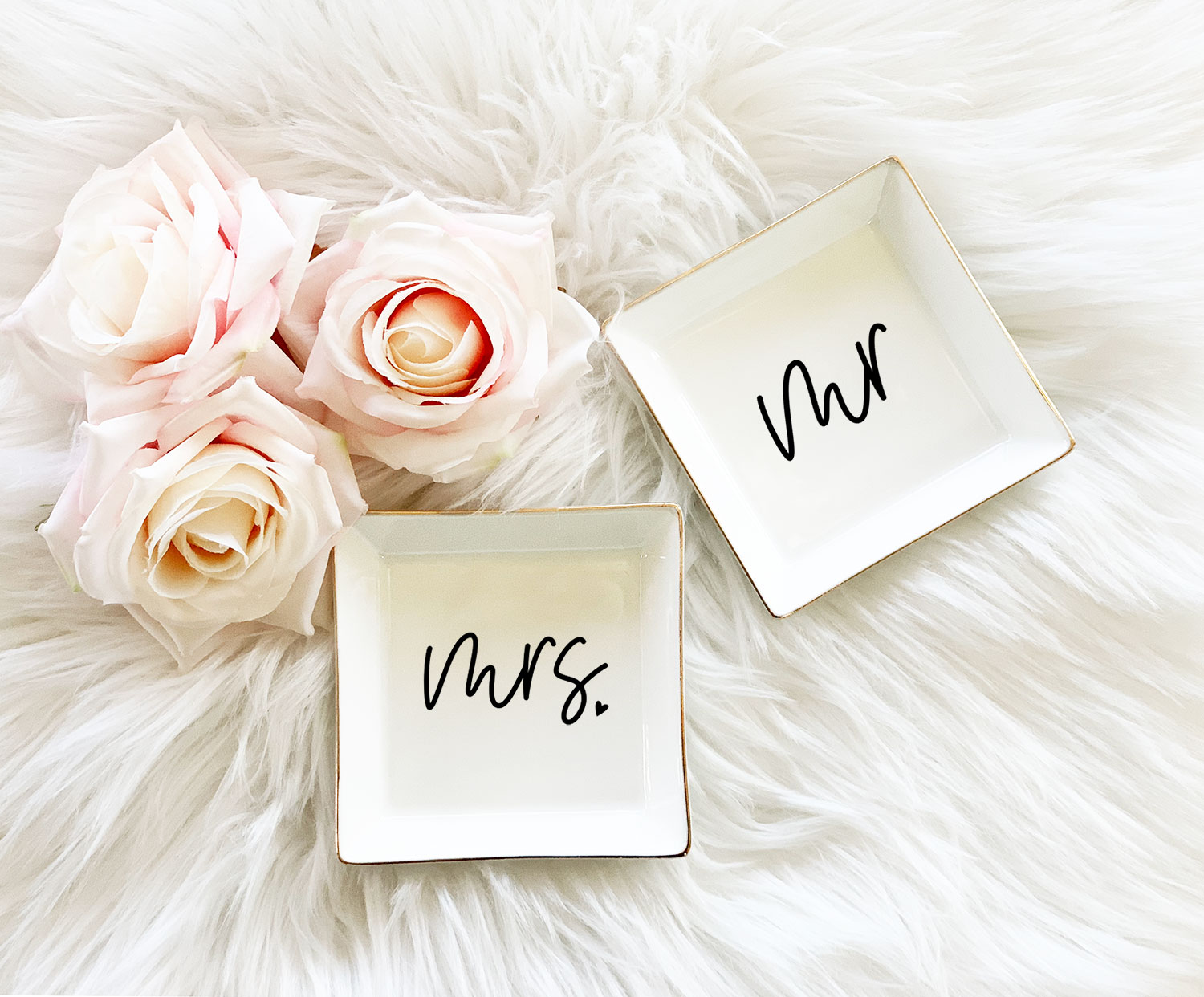 Jewelry Dish Bride and Groom Wifey Gift Ceramic Jewelry Dish Engagement Ring Dish Mr and Mrs Ring Dish Wedding Ring Dish Mr and Mrs
