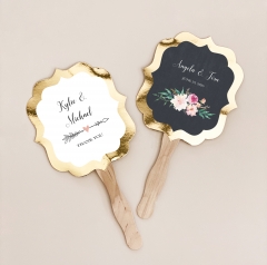 Gold Paddle Fans - Floral Garden
