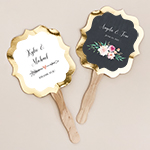 Gold Paddle Fans - Floral Garden
