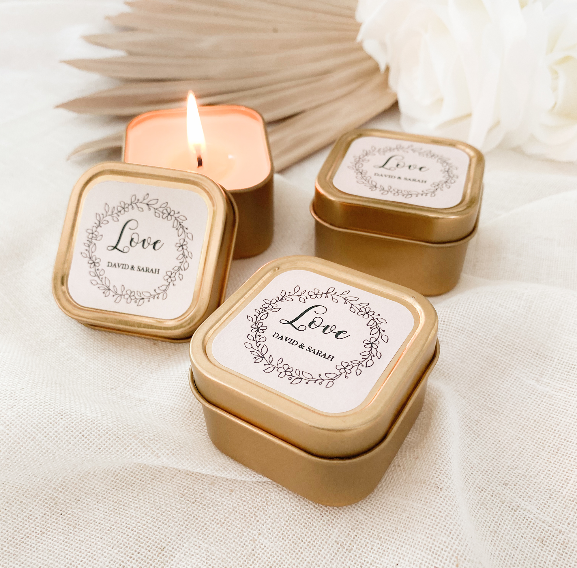 Candle Wedding Favors - Gold Floral