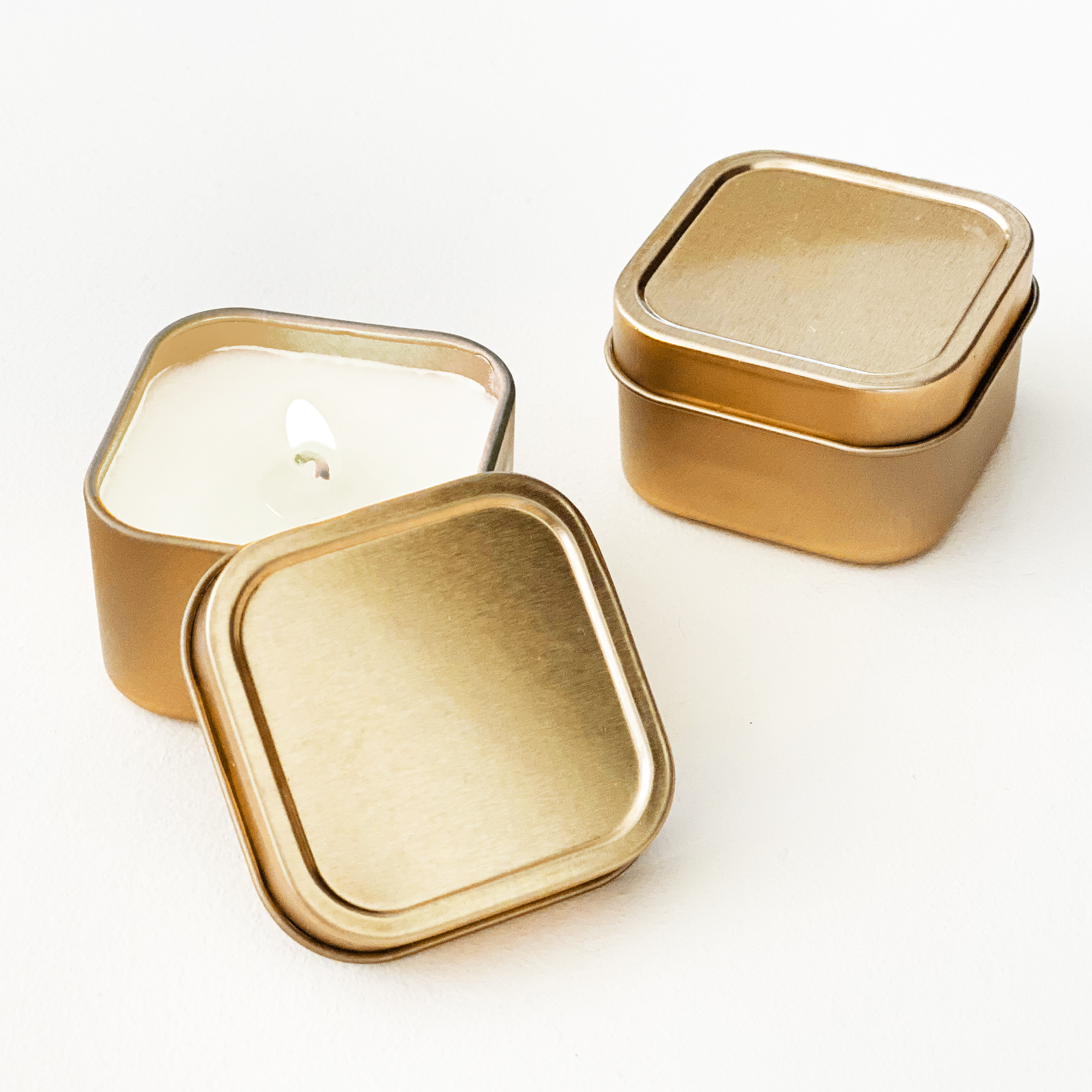 DIY Blank Square Candle Tins Gold