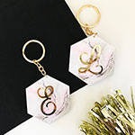 Pink Marble Monogram Keychains