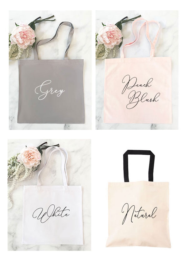 Floral Bridal Party Canvas Tote Bag with Name - Personalized Brides