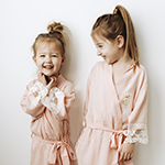Girls Robe - Cotton Lace Monogram