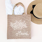 Floral Burlap Tote
