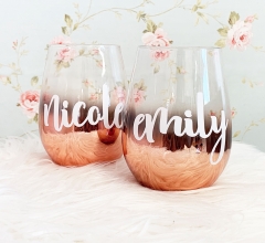 Personalized Stemless Glass - Rose Gold