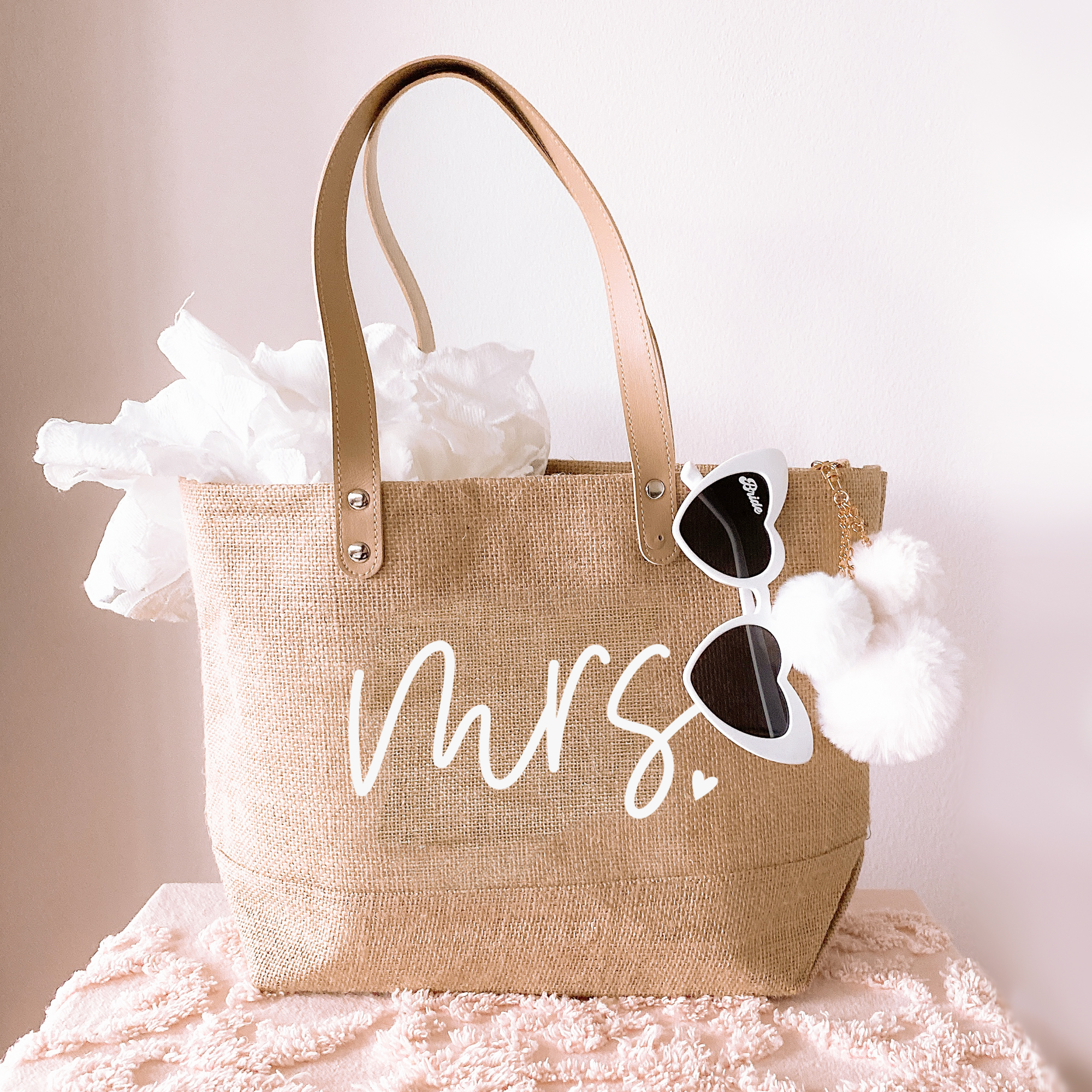 Miss To Mrs With All My Bitches Quote - White Tote Bag - Frankly Wearing