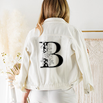 Floral Monogram White Jean Jacket