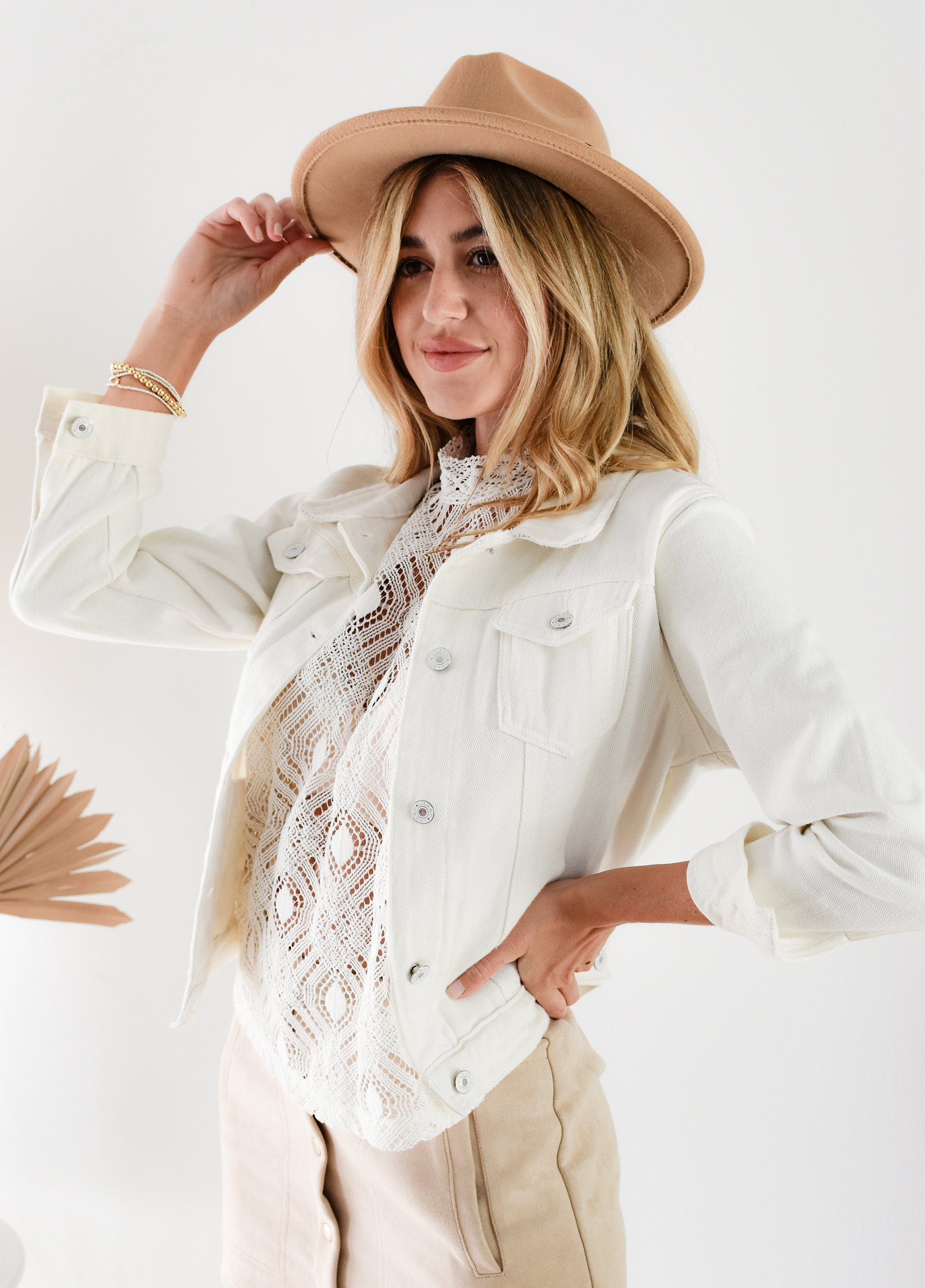 【新品】JIMWAG SICK SET UP JACKET IVORY 3/4 Sleeve V Neck Brocade Chinese Style Women's Jacket