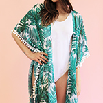 Palm Leaf Swim Cover Cardigan