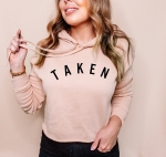 Curved Text Cropped Hoodies