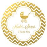 Personalized Metallic Foil Round Favor Labels - Baby