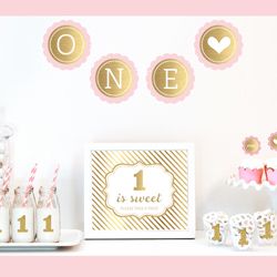 Gold & Glitter 1st Birthday Party Kit
